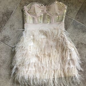 bebe Sequined Feather Dress